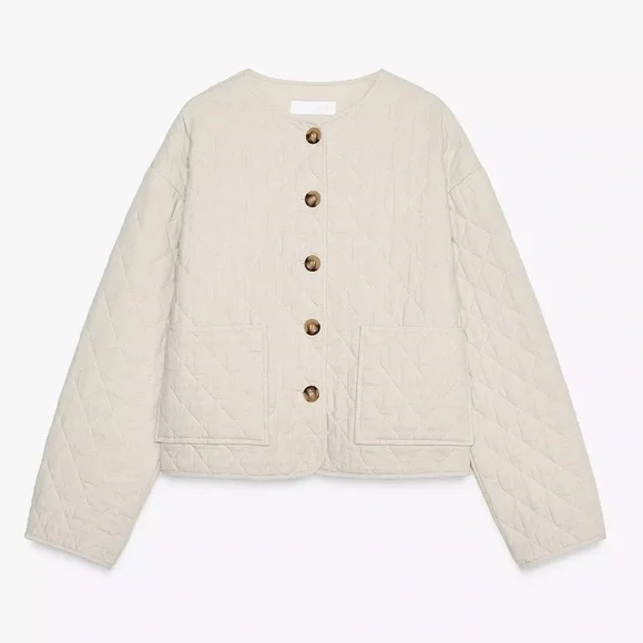 New ZARA Padded Linen Jacket